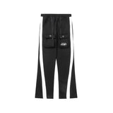 Cargo Pants Color Block Large Pocket Fleece Cotton Pants