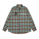 Men Long Sleeved T Shirt Plaid Long Sleeve Shirt Men Street Fashion Versatile Spring and Autumn Casual Loose Lapels
