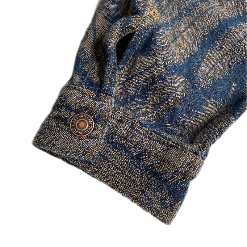 Kapital Jack Kapital Vintage Hitian Hehong Feather Jacquard Tassel Cotton Lapel Denim Jacket Casual Coat