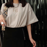 Fog Fear of God Essentials T Shirt Flocked Printed Hip Hop Loose Couple T-shirt Men