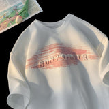 Men T Shirt Waffle Retro Loose Casual
