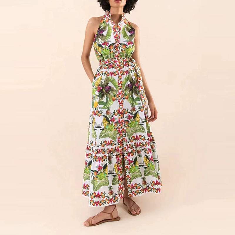 Bohemian Dress Strap Temperament Printed Dress