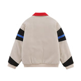 Men Cotton Mixed Jacket Coat Racing Suit Men's Winter Cotton Padded Stitching Embroidery Letters Polo Collar Jacket