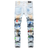 Amiri Jeans Stars Ripped Stretch Jeans