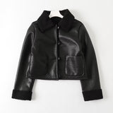 Women Cotton Coat Handsome Cool Imitation Leather Jacket Autumn and Winter