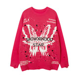 Women Sweater Letter Jacquard Knitted Coat Idle Style