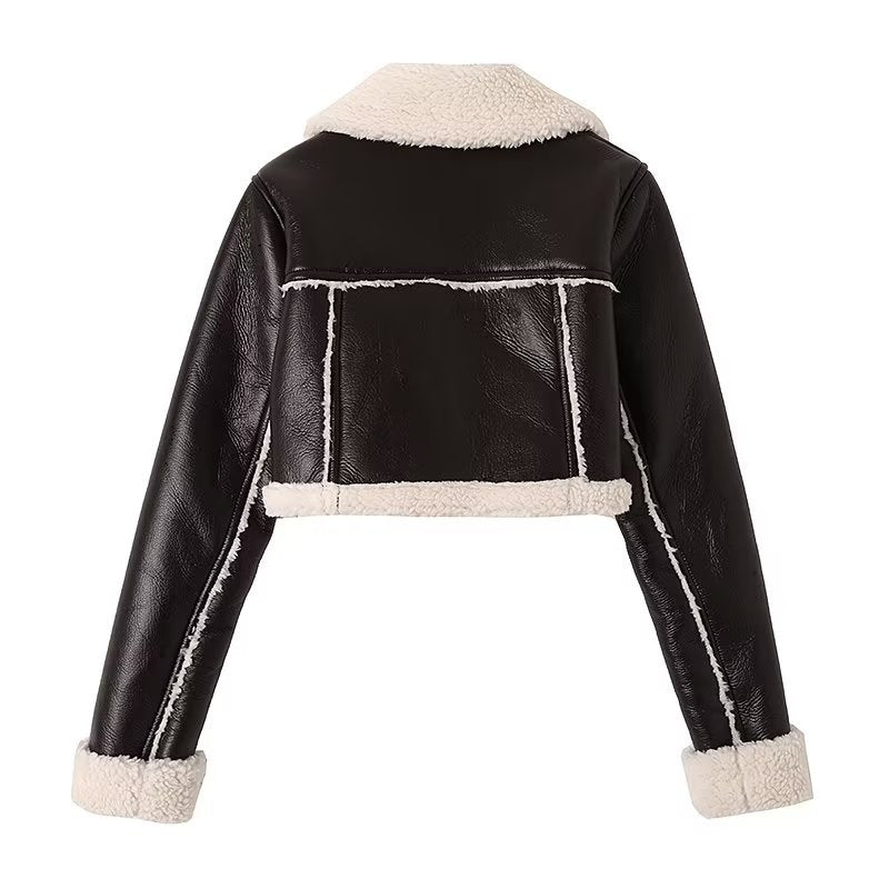 Women Cotton Coat Jacket Fashion Fleece Leather