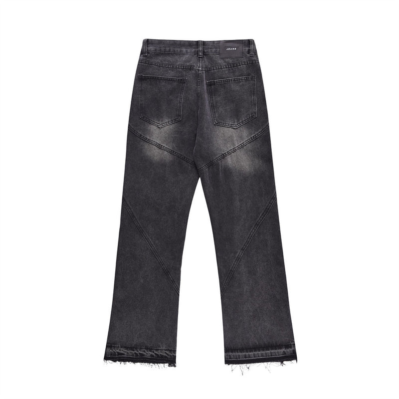Men Jeans Old Loose Punk Stitching Edging