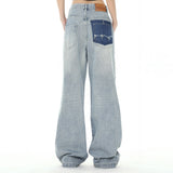 Men Jeans Patch Ripped Versatile Loose