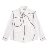 Men Long Sleeve T Shirt Men's Spring and Autumn Loose with Shoulder Pad Lapel Cardigan Shirt