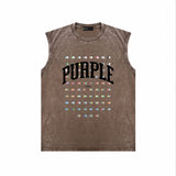 Purple Brand Distressed Tank T Shirts Sleeveless T-shirt Vest