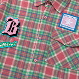 Men's Long Sleeve T Shirt Plaid Shirt Men's Embroidered Letter Long Sleeve Lapel Loose Shirt