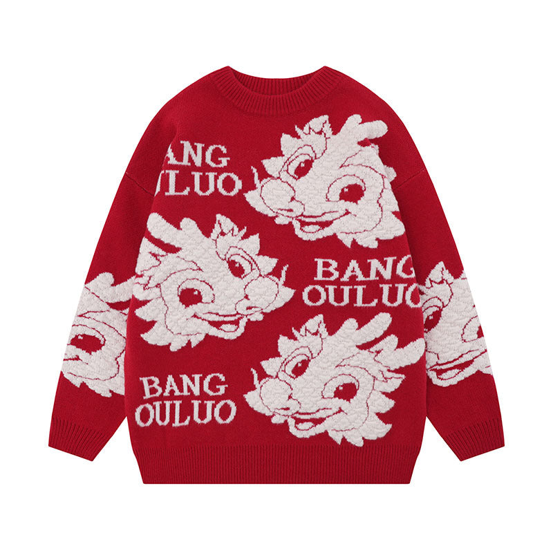 Women Sweater Fun Jacquard Knitted Wool