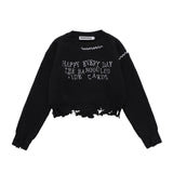 Women Sweater Ripped Knitted Sweater Loose