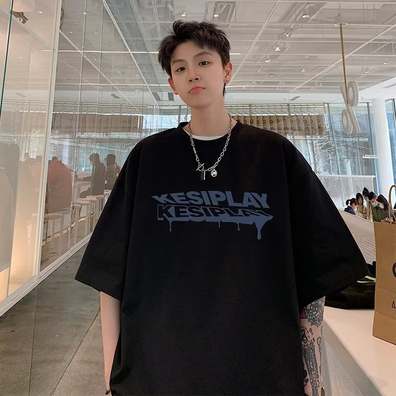 Men T Shirt Heavy Cotton Summer plus Size Loose