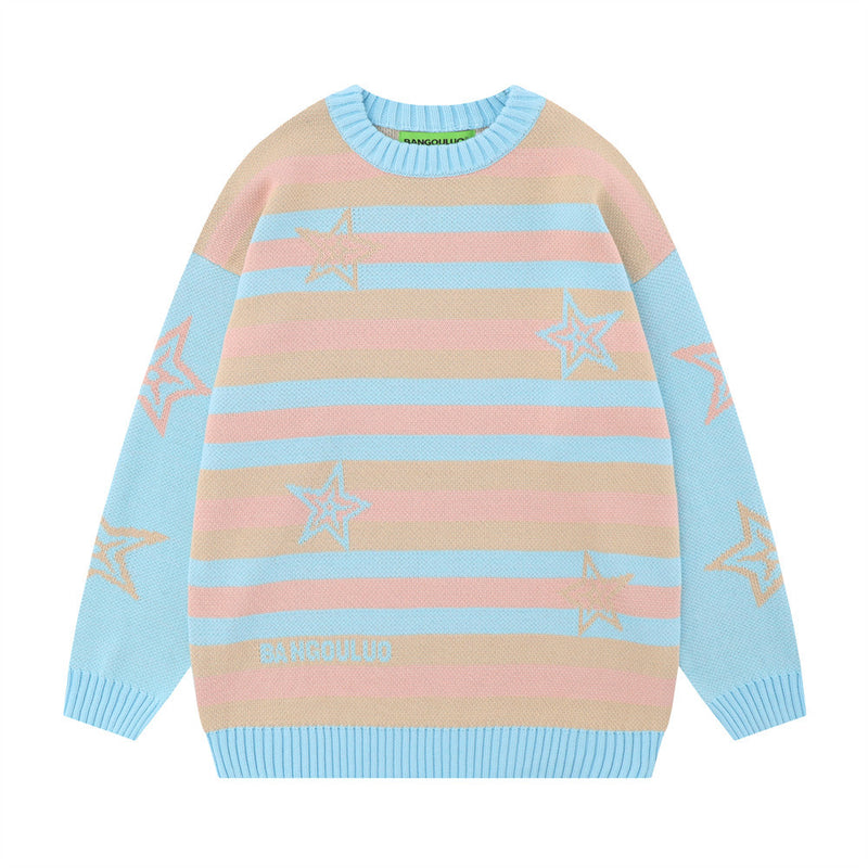 Men Sweater Vintage Stripe Sweater