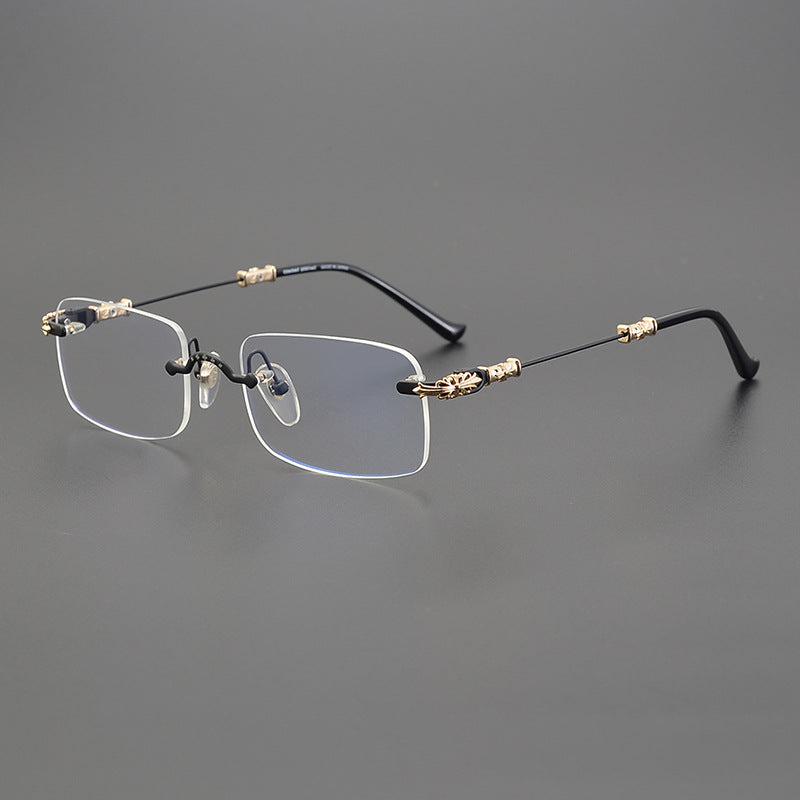 CHH Chrome Hearts Glasses Japanese Sven Versatile Handmade Frameless Retro Pure Titanium Square Glasses Frame
