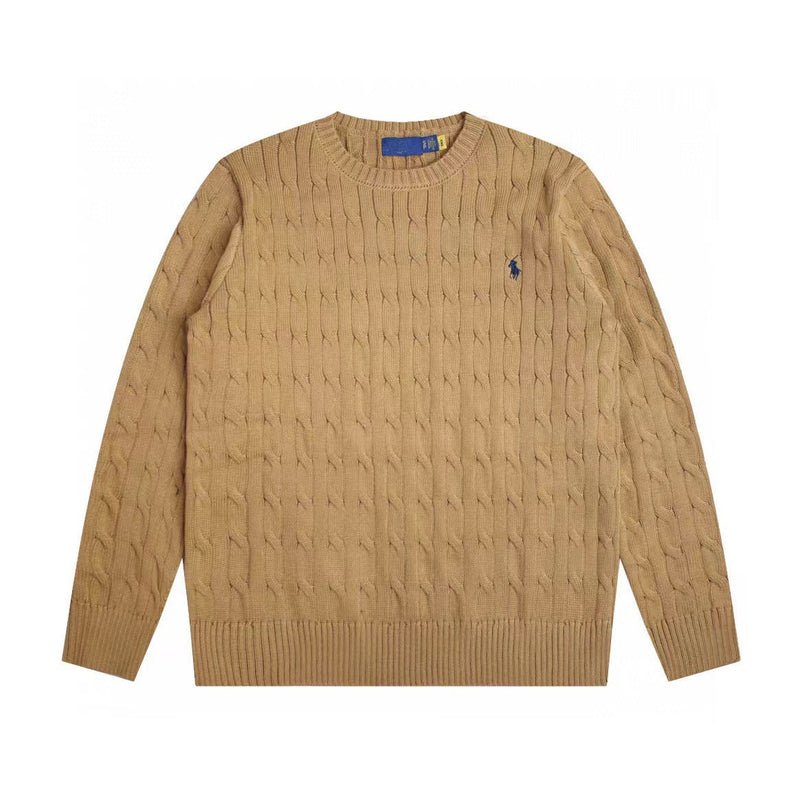 Ralph Lauren Knitted sweaters RL pony logo embroidered twist crew neck long-sleeved knitted sweater