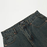 Men Jeans Ripped Solid Color Pants Loose Casual