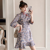 Betty Draper Valentine's Day Dress Vintage Dress Autumn Cheongsam
