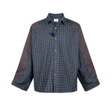 MIJKO Mens Jacket Spliced Plaid Jacket