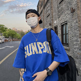 Men T Shirt Summer Heavy Pu Handsome Loose