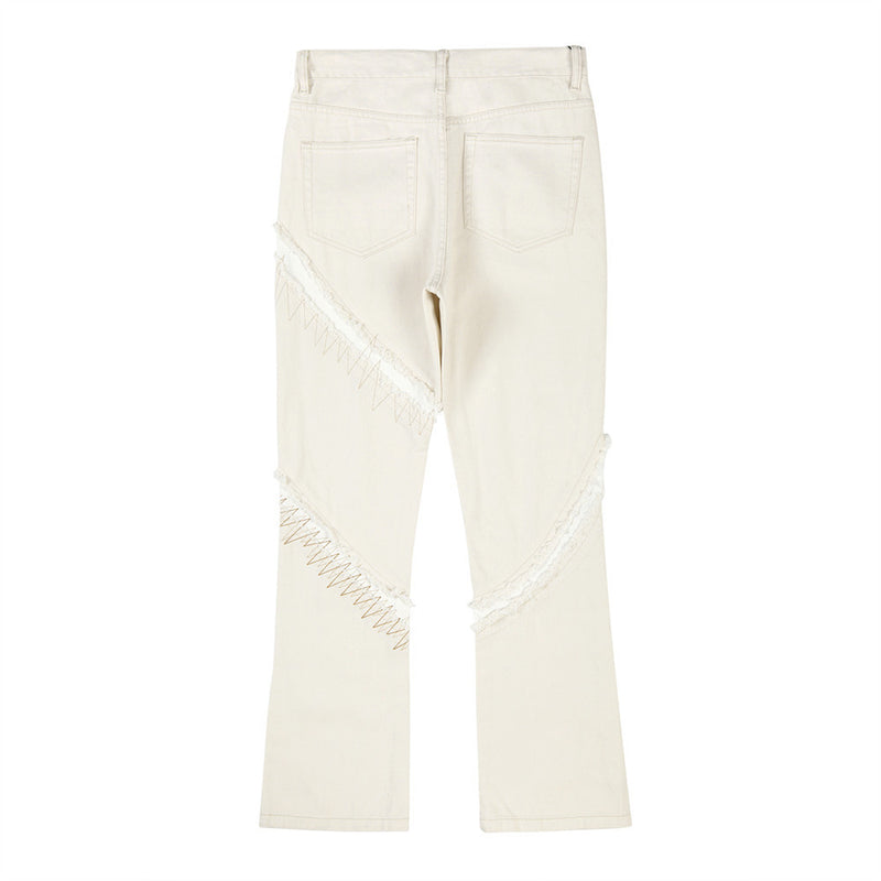 Men Jeans Irregular Stitching Personalized Punk Design