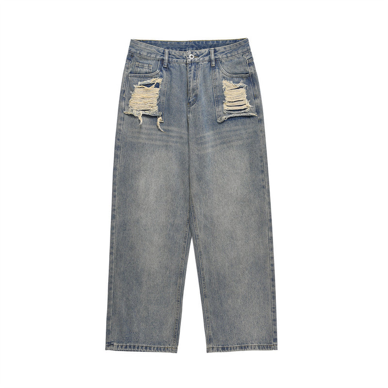 Men Jeans Ripped Distressed Casual Loose