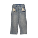 Men Jeans Ripped Distressed Casual Loose