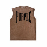 Purple Brand Distressed Tank T Shirts Distressed Sleeveless T-shirt Vest