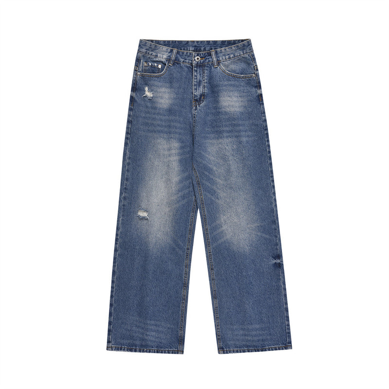 Men Jeans Retro Washed Make Old Ripped Worn out