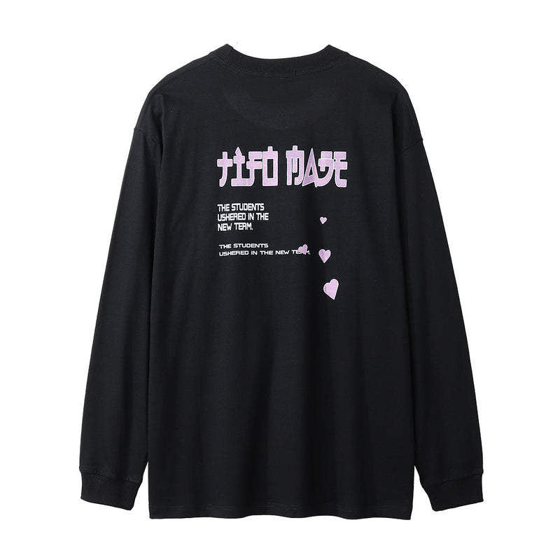 Men Long Sleeve T-Shirt Portrait Heart Shape Printed Anime round