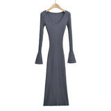 Women Dresses Bell Sleeve Dress Fishtail