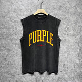 Purple Brand Distressed Tank T Shirts Distressed Sleeveless T-shirt Vest