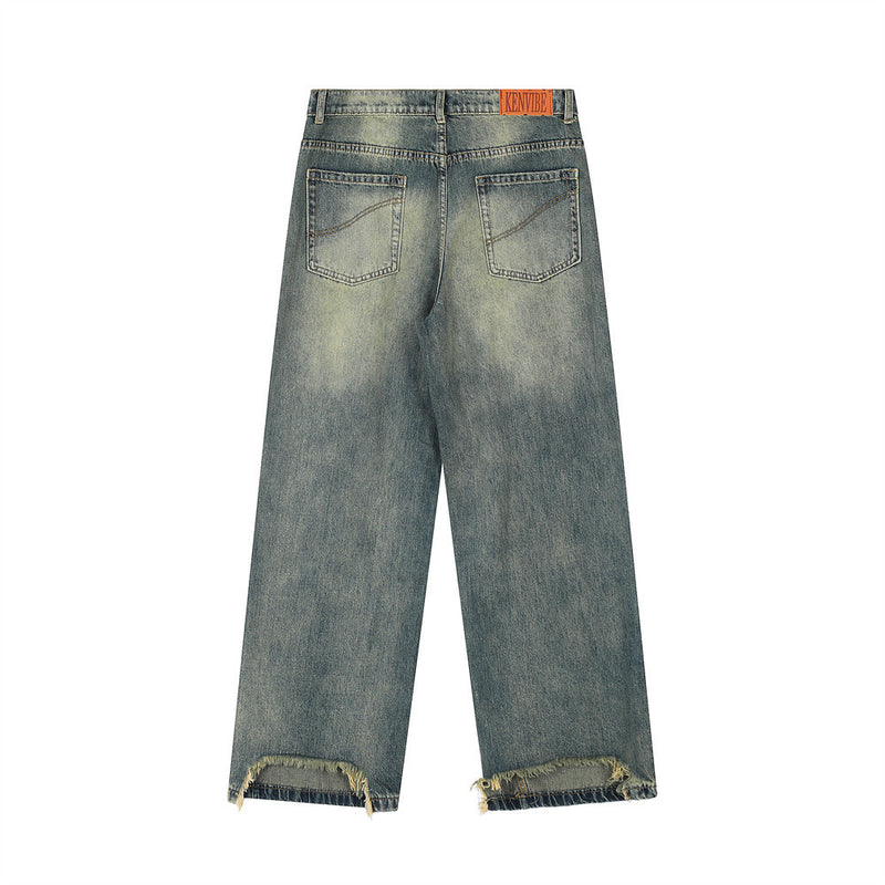 Men Jeans Vintage Rough Edges