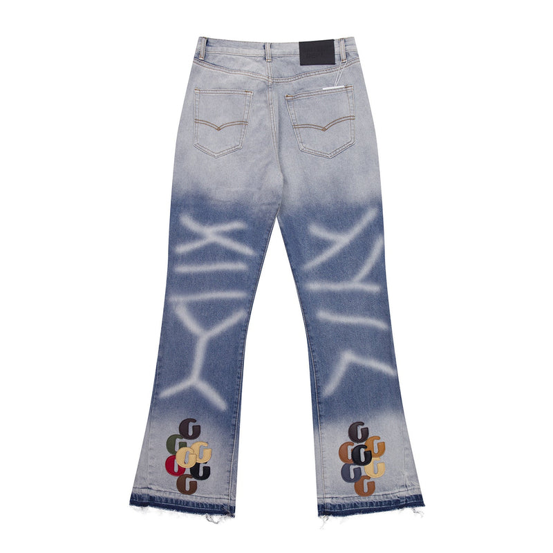 Gallery Dept Jeans leather label embroidery water ripple gradual change wash jeans