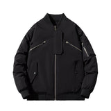 Mens Vintage Jackets Baseball Suit Solid Color Padded Jacket Flight Suit