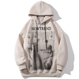 Men Fleece Lined Hoodie Figure Printed Hoodie Men's Casual Ins Loose Pullover Top