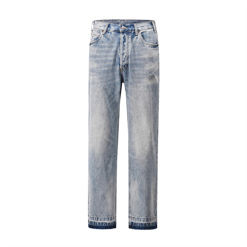 Men Jeans Worn Loose Burrs All-Match