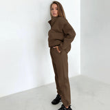 Women Co-Ords Knitted plus Fluff Autumn and Winter Sports Style