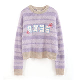Women Sweater Gradient Color Striped Knitted All-Matching Casual Sweater