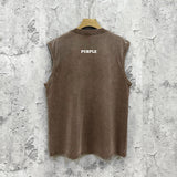 Purple Brand Distressed Tank T Shirts Distressed Sleeveless T-shirt Vest