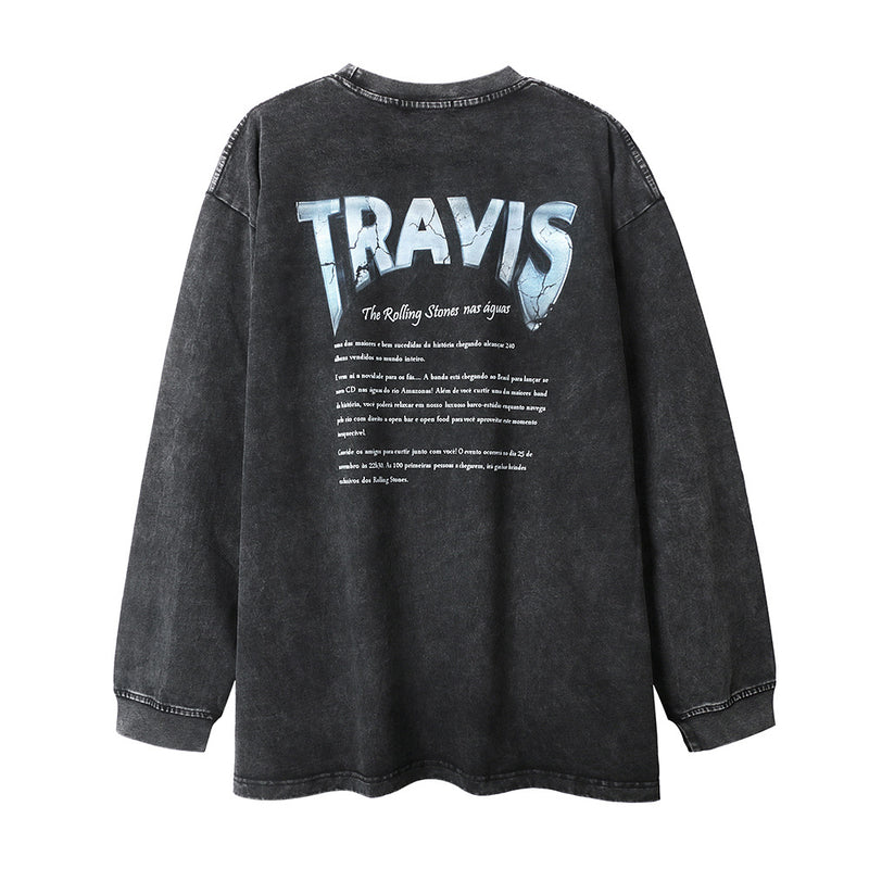 Men Long Sleeve T-Shirt Rapper Printing Loose Hip Hop
