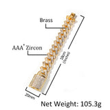 Bracelet Square Zirconium Bar Cuban Bracelet ins Wind Bracelet St. Valentine's Spectrum