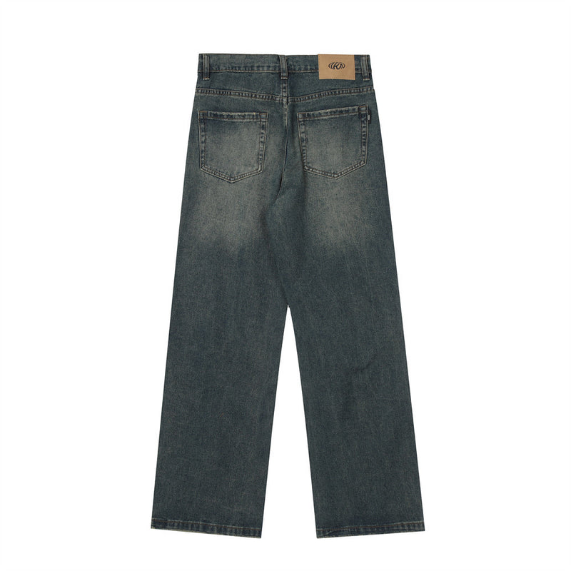 Men Jeans White Old Loose Casual