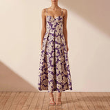 Bohemian Dress Fashion Retro Spaghetti Straps Floral Dress