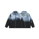 Unisex Coat Retro Gradient Baggy Coat PU Leather Coat