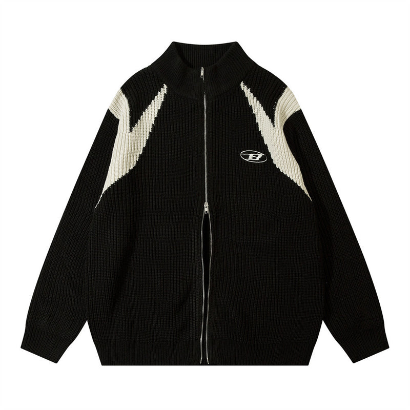 Men Sweater Zipper Cardigan Sweater Autumn Idle Style Loose Sweater