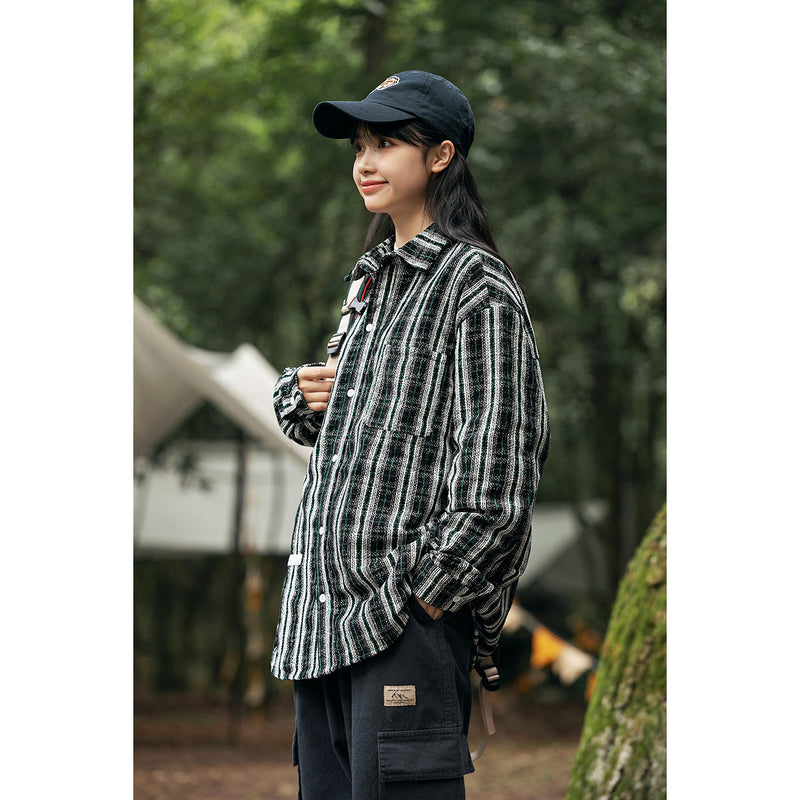 Unisex Shirt Vintage Striped Shirt Couple