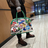 Chh Chrome Heart Leather Bag Splicing Embroidered Women's Bag